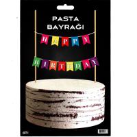 Happy Birthday Renkli Pasta Bayrağı