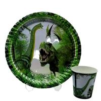 Jurassic World Dinozor Temalı Karton Tabak Bardak Seti - 8 Kişilik