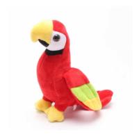 Peluş Sesli Papağan - Kırmızı