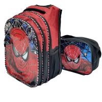 Spiderman (Örümcek Adam) Temalı Parlak Kapaklı Sırt Çantası Beslenme Çantası 2li İlkokul Çanta Seti