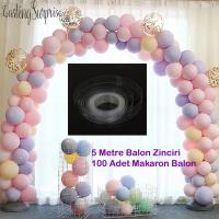 100 ADET MAKARAON BALON VE 5 METRE BALON ZİNCİRİ APARATI