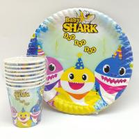 Baby Shark Temalı Karton Tabak Bardak Seti - 8 Kişilik