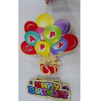 BALON ŞEKİLLİ HAPPY BIRTDAY TEMALI 3 BOYUTLU ÇİFT YÖNLÜ SÜSLEME