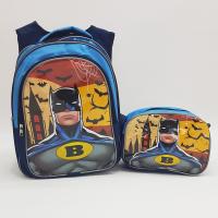 Batman Temalı Beslenmeli İlkokul Sırt Çantası - Mavi