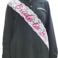 Bekarlığa Veda Beyaz Üzerine Fuşya Bride To Be Yazılı Dantel Kuşak