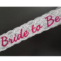 Bekarlığa Veda Beyaz Üzerine Fuşya Bride To Be Yazılı Dantel Kuşak
