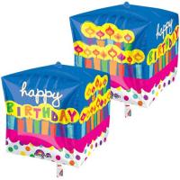 BÜYÜK KARE 3 BOYUTLU HAPPY BİRTHDAY 30 CM FOLYO BALON - LACİVERT