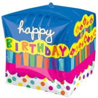 BÜYÜK KARE 3 BOYUTLU HAPPY BİRTHDAY 30 CM FOLYO BALON - LACİVERT