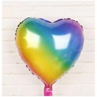 Gökkuşağı Renkli Folyo Kalp Balon 18" 46 Cm. - 1 Adet