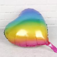 Gökkuşağı Renkli Folyo Kalp Balon 18" 46 Cm. - 1 Adet