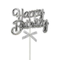 Happy Birthday Pasta Süsü - Gümüş (Gri)