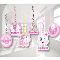 İLK DİŞİM TEMALI ASMALI TAVAN SÜSÜ (6 ADET) PEMBE