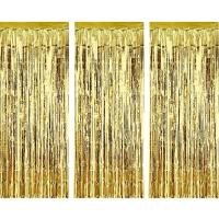 IŞILTILI PÜSKÜLLÜ PARTİ ARKA FON - KAPI DUVAR PERDESİ GOLD