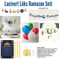 Lacivert Lüks Hoşgeldin Ramazan Temalı Stickerlı Ledli Süsleme Seti 7 Parça (Paket:2)