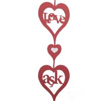 Love - Aşk Yazılı Kalpli Kırmızı Keçe Sarkıt