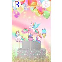 Unicorn Temalı Karton Pasta Süsü