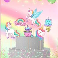 Unicorn Temalı Karton Pasta Süsü
