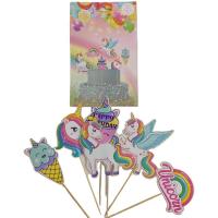 Unicorn Temalı Karton Pasta Süsü