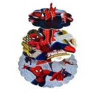 3 Katlı Spiderman (Örümcek Adam) Mavi Cupcake Standı