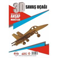3D Ahşap Savaş Uçağı Maketi