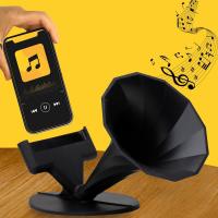 Akustik Telefon Tutucu Standlı Ses Arttırıcı Gramafon - Siyah