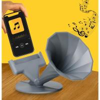 Akustik Telefon Tutucu Standlı Ses Arttırıcı Gramafon - Gri