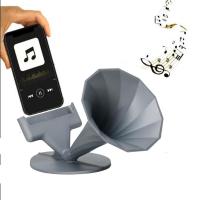 Akustik Telefon Tutucu Standlı Ses Arttırıcı Gramafon - Gri
