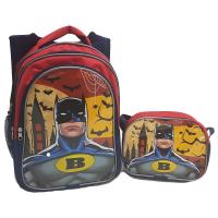 Batman Temalı Beslenmeli İlkokul Sırt Çantası - Kırmızı