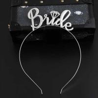 Bride Tek Taş Metal Bekarlığa Veda Partisi Taç - Gümüş