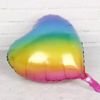 Gökkuşağı Renkli Folyo Kalp Balon 18" 46 Cm. - 1 Adet