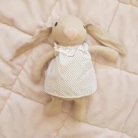 İçi Dolgulu Puanlı Elbiseli Tavşan Figürlü Bebek 35 Cm.