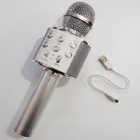 Karaoke Mikrofon Bluetooth Hoparlör Usb Sd Kart ve Aux Girişli - Gümüş Gri