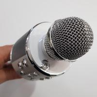 Karaoke Mikrofon Bluetooth Hoparlör Usb Sd Kart ve Aux Girişli - Gümüş Gri