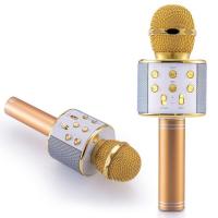 Karaoke Mikrofon Bluetooth Hoparlör Usb Sd Kart ve Aux Girişli - Gold