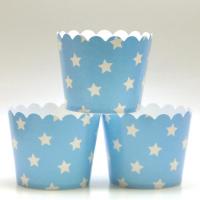 Mavi Üzeri Beyaz Yıldızlı Cupcake (Muffin) Kabı (25 adet)