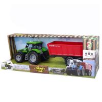 Sesli Işıklı Römorklu Çiftlik Traktörü - Yeşil Traktör